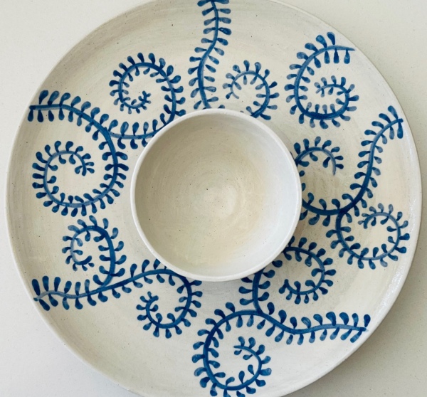 Blue Vines Chip and Dip Bowl