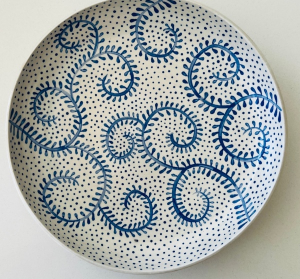 Blue Vines Low Serving Bowl