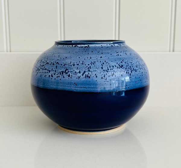 Navy and White Moon Jar